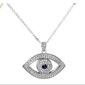 Je T'aime Crystal Eye Necklace - Silver